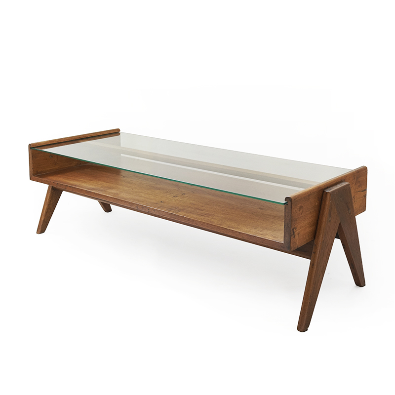 Pierre Jeanneret Glass Top Coffee Table